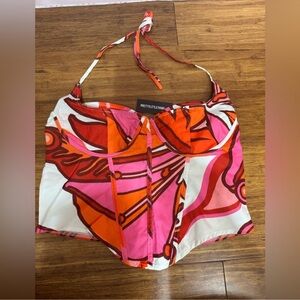 PrettyLittleThing Women's Pink and Orange Corset Top Sz 2
